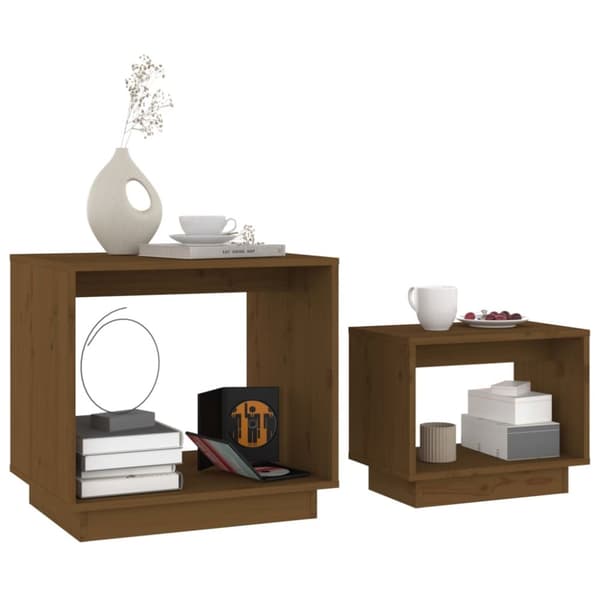 The Living Store Sarjasohvapöydät 2 kpl hunajanruskea täysi mänty - Kahvipöydät