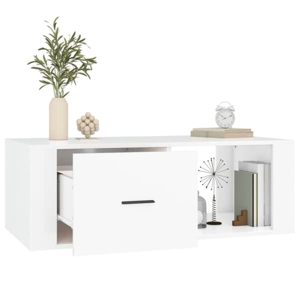 The Living Store sofabord 100x50,5x35 cm konstrueret træ hvid -  Sofaborde