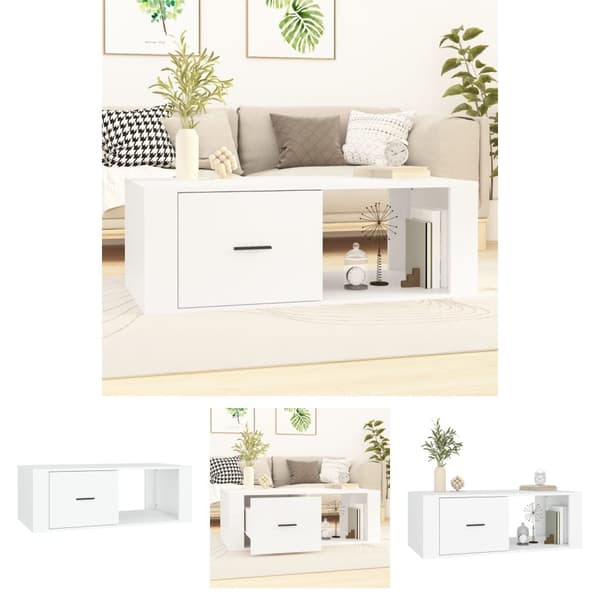 The Living Store sofabord 100x50,5x35 cm konstrueret træ hvid -  Sofaborde
