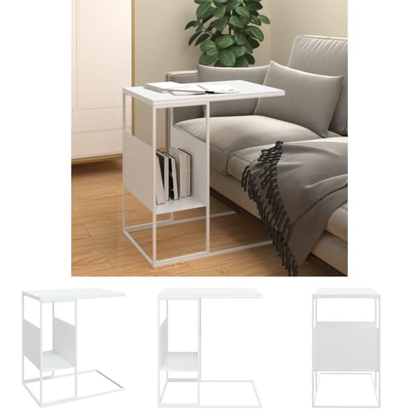 The Living Store sidebord 55x36x59,5 cm konstrueret træ hvid -  Sofaborde