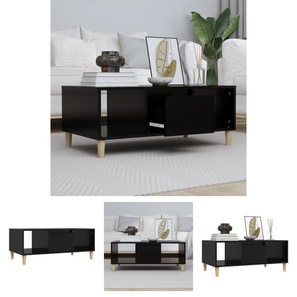 The Living Store Soffbord svart 90x50x36,5 cm konstruerat trä -  Soffbord