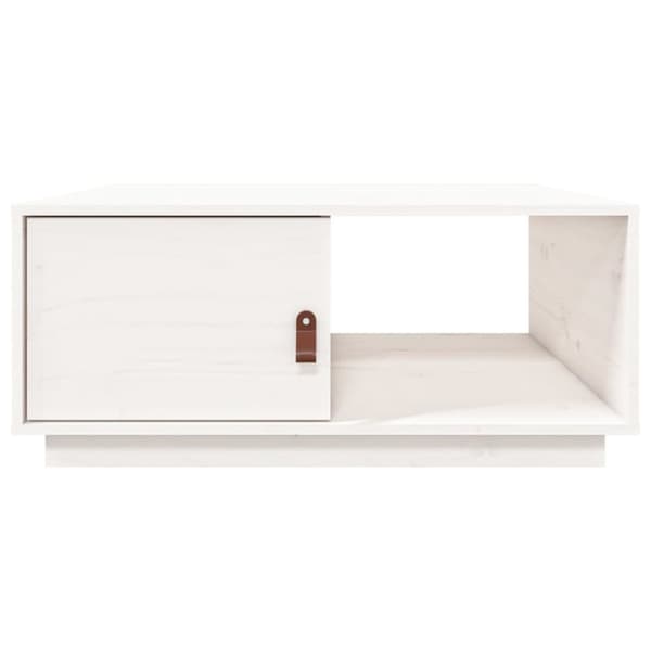 The Living Store sofabord 80x50x35,5 cm massivt fyrretræ hvid -  Sofaborde