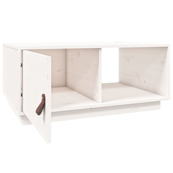 The Living Store sofabord 80x50x35,5 cm massivt fyrretræ hvid -  Sofaborde