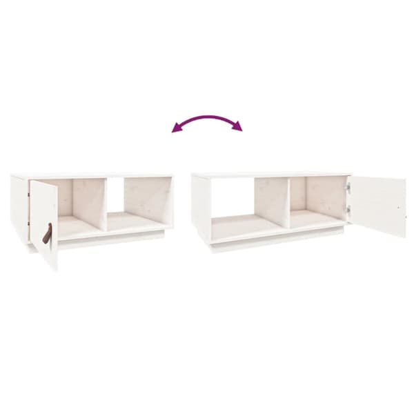 The Living Store sofabord 80x50x35,5 cm massivt fyrretræ hvid -  Sofaborde