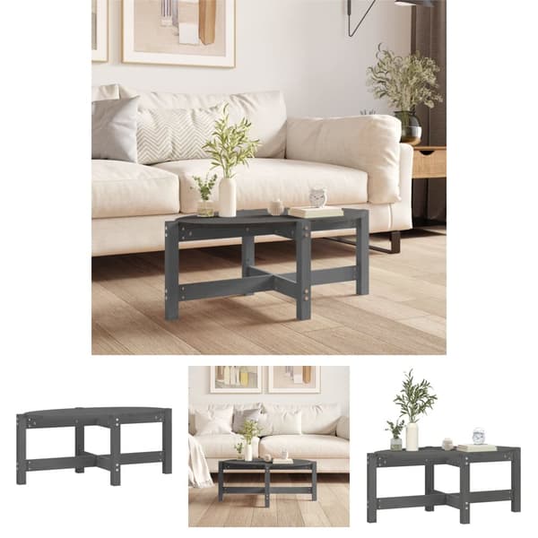 The Living Store Soffbord grå 87x48x35 cm massiv furu -  Soffbord