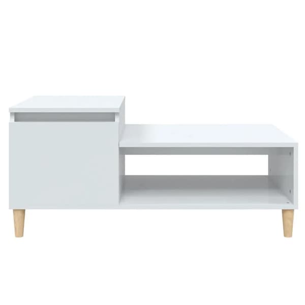 The Living Store sofabord 100x50x45 cm konstrueret træ hvid højglans - Sofaborde