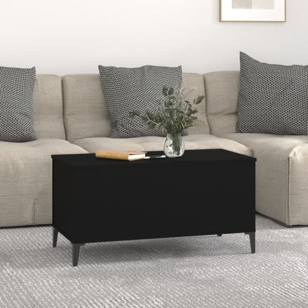 The Living Store sofabord 90x44,5x45 cm konstrueret træ sort -  Sofaborde