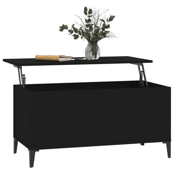 The Living Store sofabord 90x44,5x45 cm konstrueret træ sort -  Sofaborde