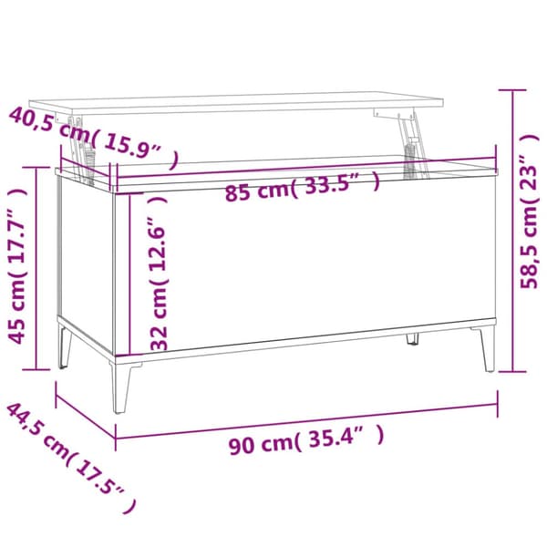The Living Store sofabord 90x44,5x45 cm konstrueret træ sort -  Sofaborde