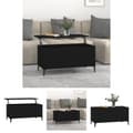 Miniatyrbillede 1 af 11: The Living Store sofabord 90x44,5x45 cm konstrueret træ sort -  Sofaborde