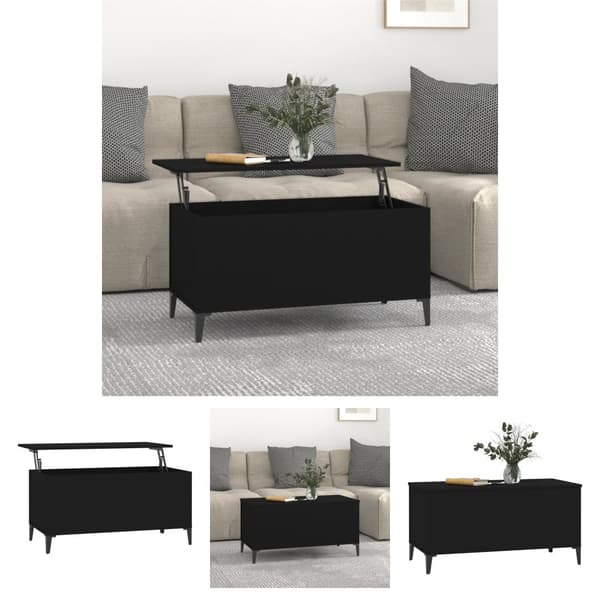 The Living Store Sohvapöytä musta 90x44,5x45 cm tekninen puu -  Kahvipöydät