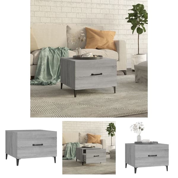 The Living Store sofabord med metalben 50x50x40 cm grå sonoma-eg -  Sofaborde