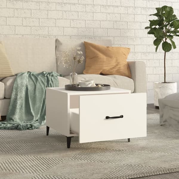 The Living Store Soffbord med metallben vit 50x50x40 cm - Soffbord