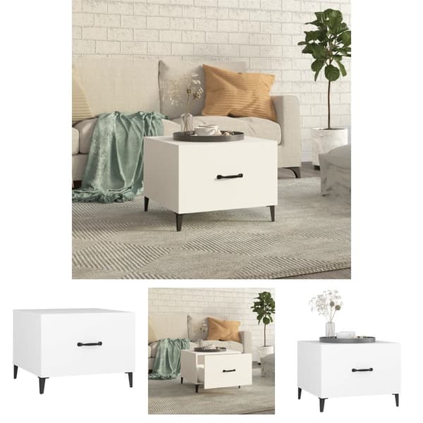 The Living Store Soffbord med metallben vit 50x50x40 cm - Soffbord
