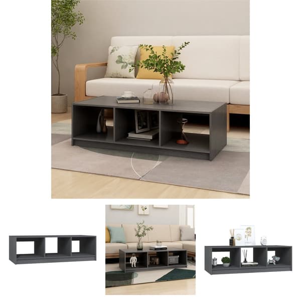 The Living Store sofabord Grå 110 x 50 x 34 cm massivt fyrretræ -  Sofaborde
