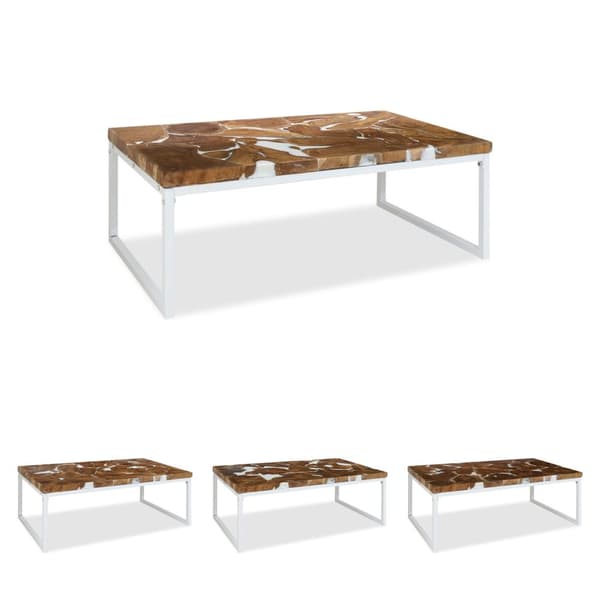 The Living Store Soffbord teak och harts 110x60x40 cm - Soffbord