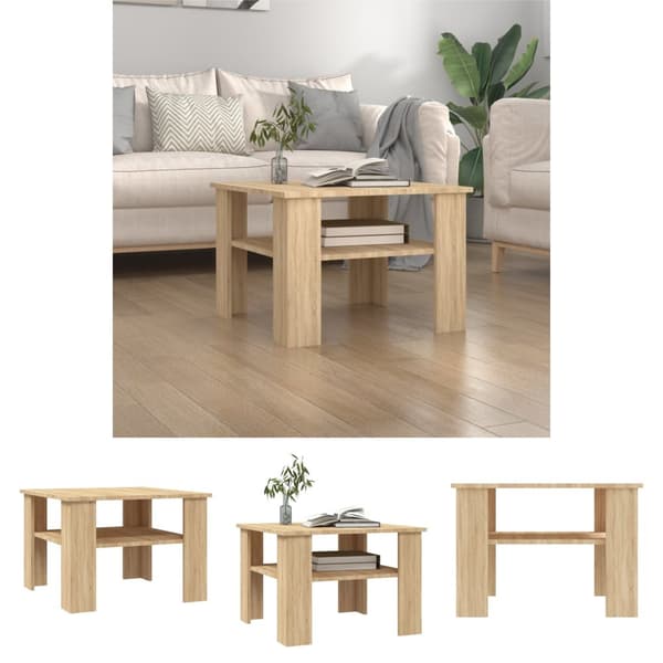 The Living Store sofabord 60x60x42 cm konstrueret træ sonoma-eg - Sofaborde