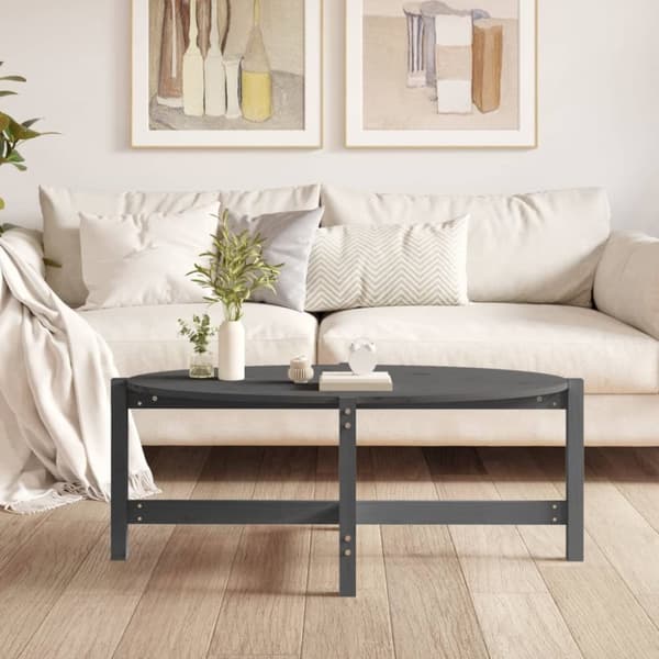 The Living Store sofabord 118x63x45 cm massivt fyrretræ grå -  Sofaborde