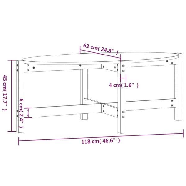 The Living Store sofabord 118x63x45 cm massivt fyrretræ grå -  Sofaborde