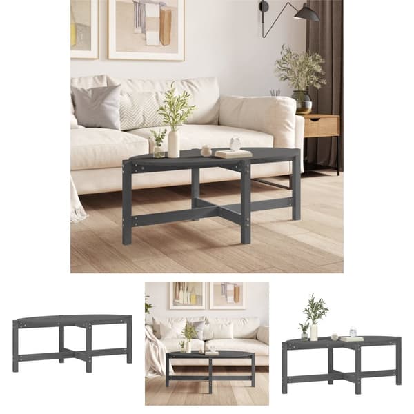 The Living Store sofabord 118x63x45 cm massivt fyrretræ grå -  Sofaborde