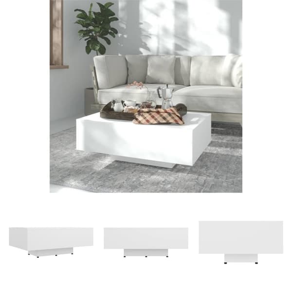 The Living Store sofabord 85x55x31 cm konstrueret træ hvid -  Sofaborde