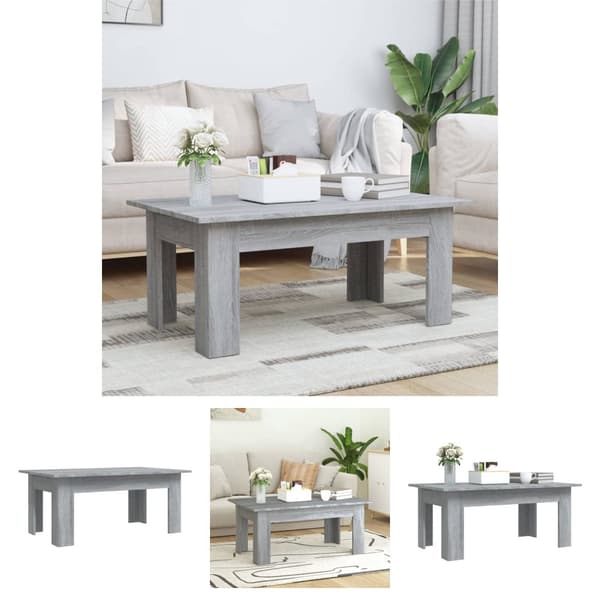 The Living Store sofabord 100x60x42 cm konstrueret træ grå sonoma-eg - Sofaborde