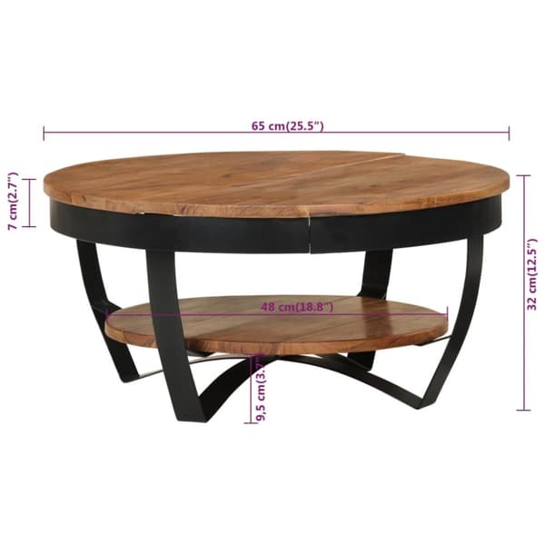 The Living Store sofabord 65x65x32 cm massivt akacietræ -  Sofaborde