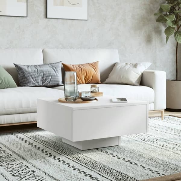The Living Store sofabord 60x60x31,5 cm spånplade hvid - Sofaborde