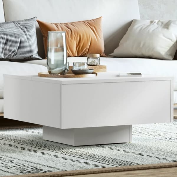The Living Store sofabord 60x60x31,5 cm spånplade hvid - Sofaborde