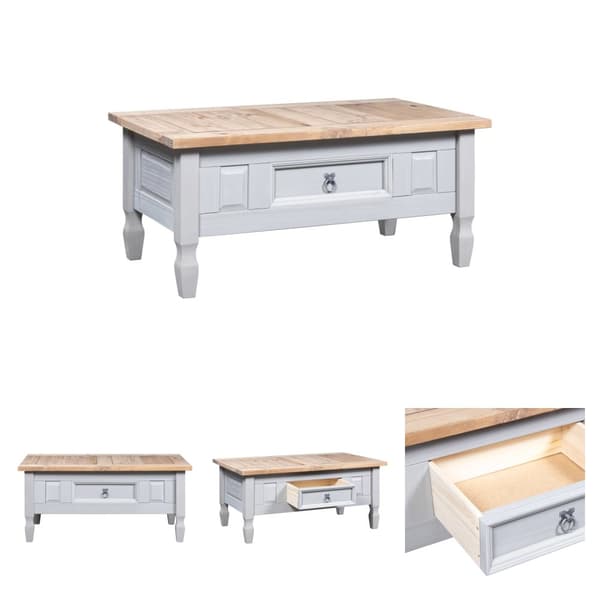 The Living Store Soffbord mexikansk coronastil furu grå 100x55x45 cm -  Soffbord