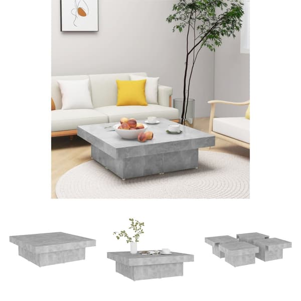 The Living Store Soffbord betonggrå 90x90x28 cm konstruerat trä -  Soffbord