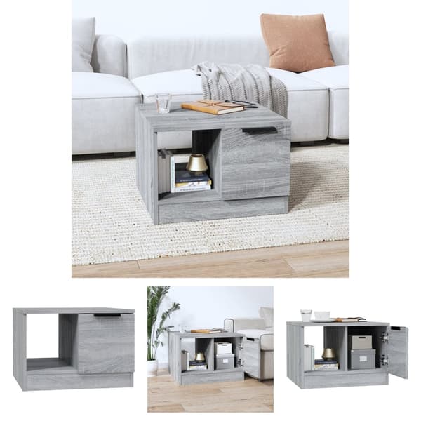 The Living Store sofabord 50x50x36 cm konstrueret træ grå sonoma-eg - Sofaborde