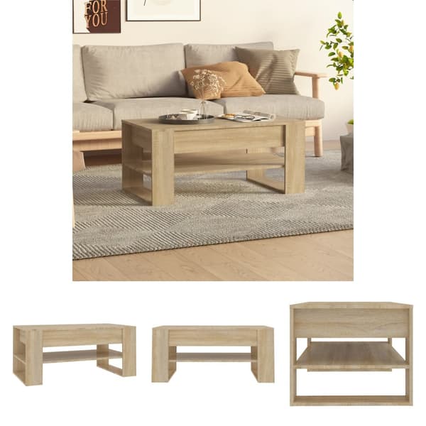 The Living Store sofabord 102x55x45 cm konstrueret træ sonoma-eg - Sofaborde