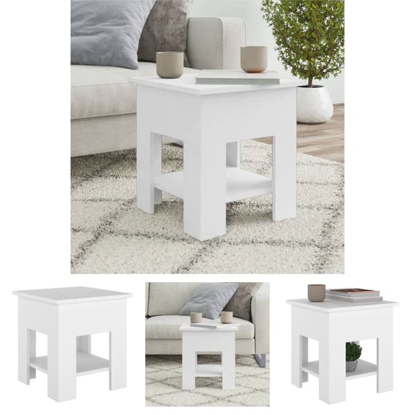 The Living Store Soffbord vit 40x40x42 cm konstruerat trä -  Soffbord