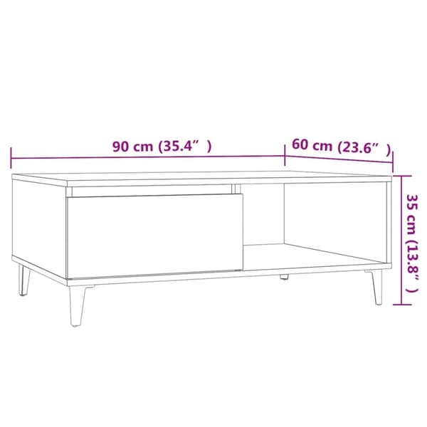 The Living Store sofabord 90x60x35 cm spånplade sonoma-eg - Sofaborde