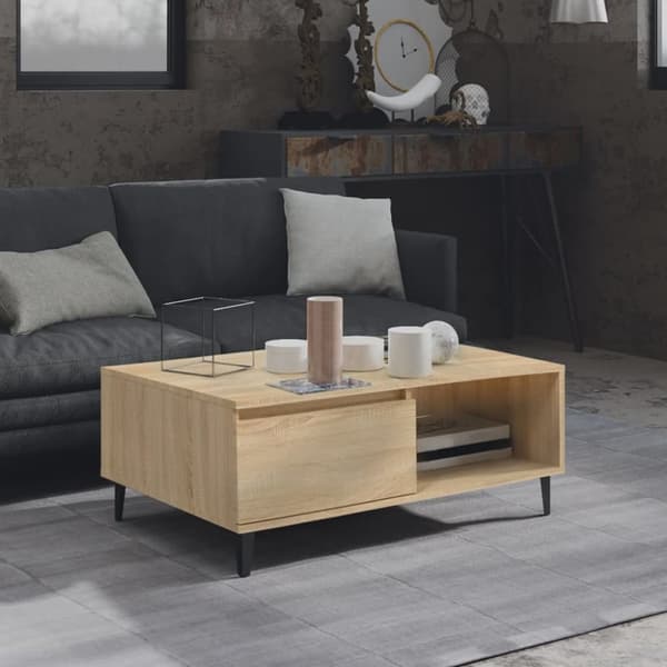 The Living Store sofabord 90x60x35 cm spånplade sonoma-eg - Sofaborde