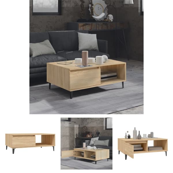 The Living Store sofabord 90x60x35 cm spånplade sonoma-eg -  Sofaborde