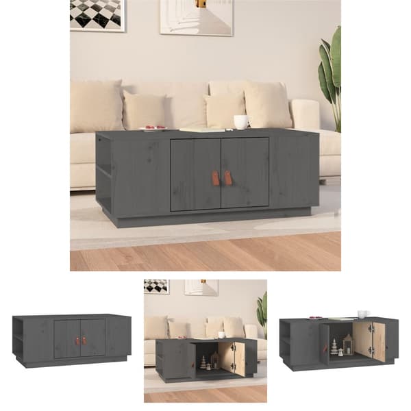 The Living Store Sohvapöytä harmaa 100x50x41 cm täysi mänty -  Kahvipöydät