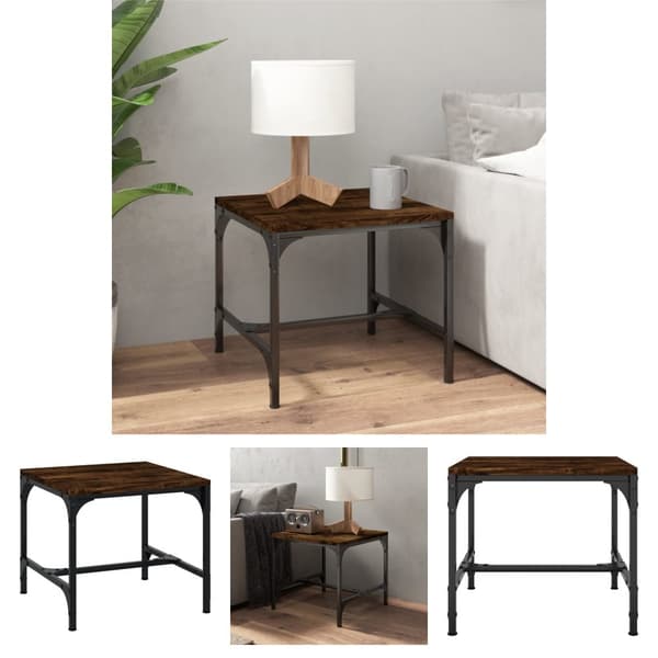 The Living Store sidebord 40x40x35 cm konstrueret træ røget egetræsfarve -  Sofaborde