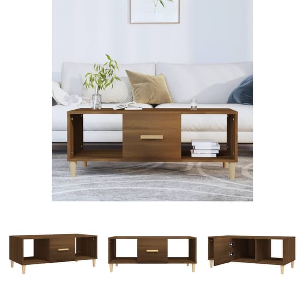 The Living Store Soffbord brun ek 102x50x40 cm konstruerat trä - Soffbord