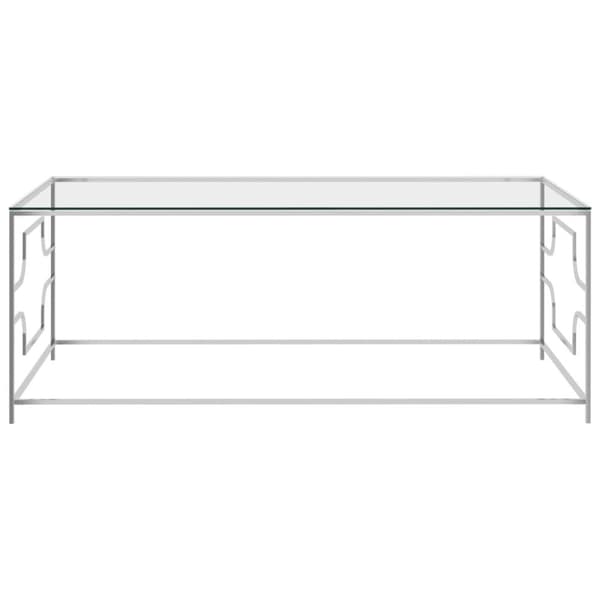 The Living Store Soffbord silver 120x60x45 cm rostfritt stål och glas - Soffbord