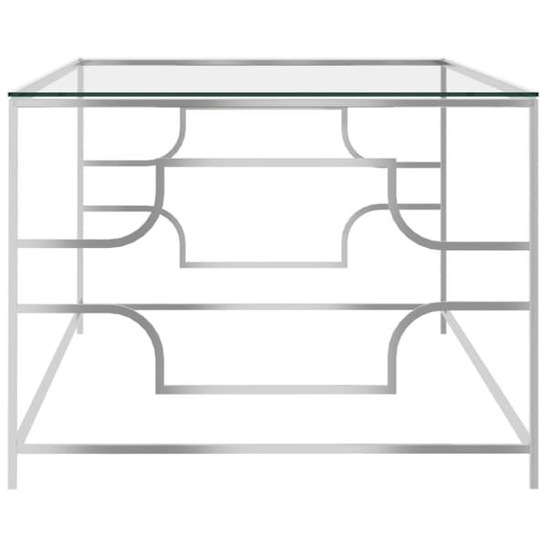 The Living Store Soffbord silver 120x60x45 cm rostfritt stål och glas -  Soffbord
