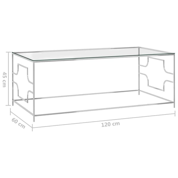 The Living Store Soffbord silver 120x60x45 cm rostfritt stål och glas - Soffbord