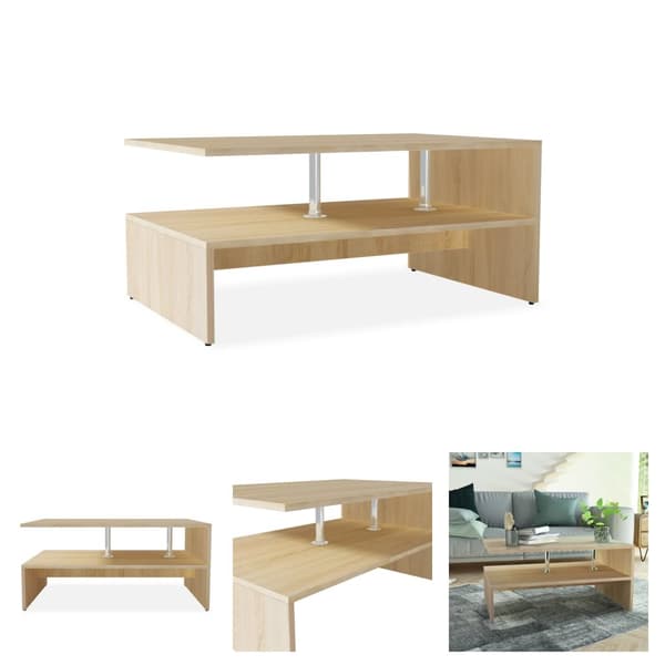 The Living Store Soffbord spånskiva 90x59x42 cm ekfärg -  Soffbord