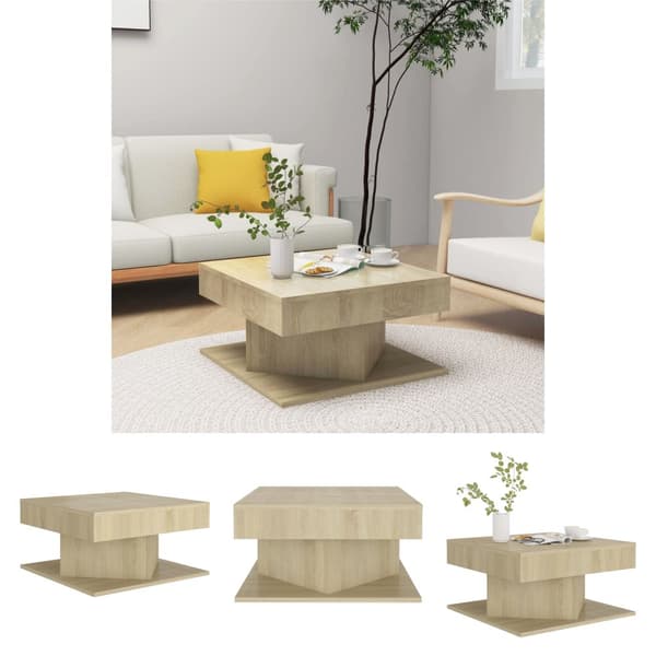 The Living Store Soffbord sonoma-ek 57x57x30 cm spånskiva - Soffbord