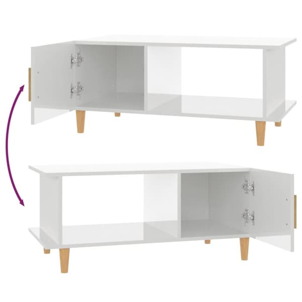 The Living Store sofabord 90x50x40 cm konstrueret træ hvid højglans -  Sofaborde