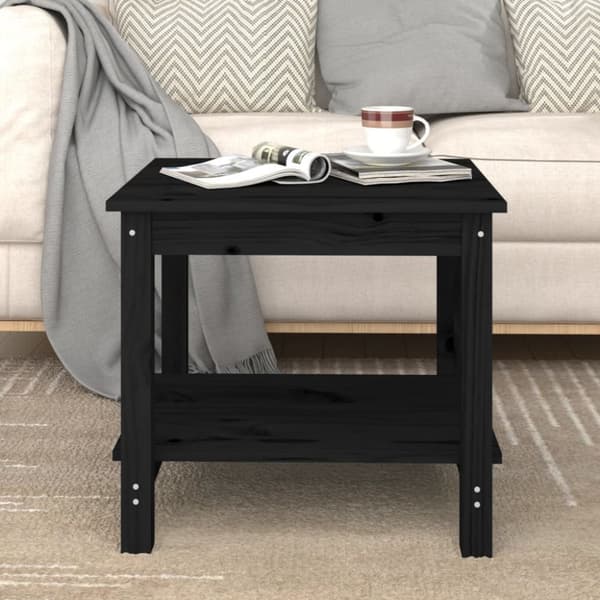 The Living Store Soffbord svart 50x50x45 cm massivt furu - Soffbord