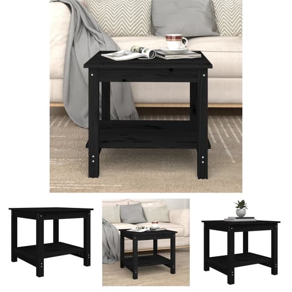 The Living Store Soffbord svart 50x50x45 cm massivt furu - Soffbord