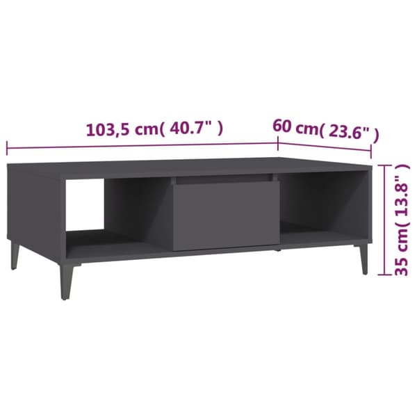 The Living Store sofabord 103,5x60x35 cm spånplade grå -  Sofaborde
