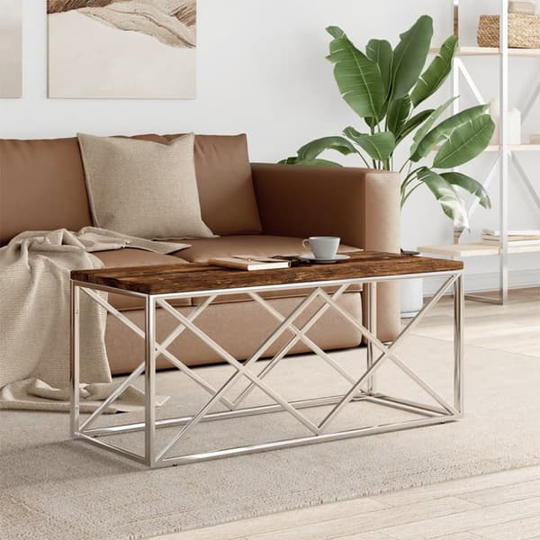 The Living Store sofabord rustfrit stål og massivt genbrugstræ - Sofaborde